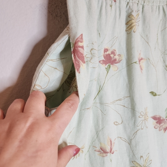 Coldwater Creek 100% linen Pull On floral maxi skirt pockets size small petite - Picture 10 of 14
